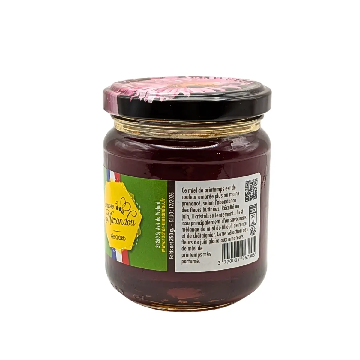 Étiquette miel de printemps du Périgord 250g – miel floral et doux récolté par apiculteur