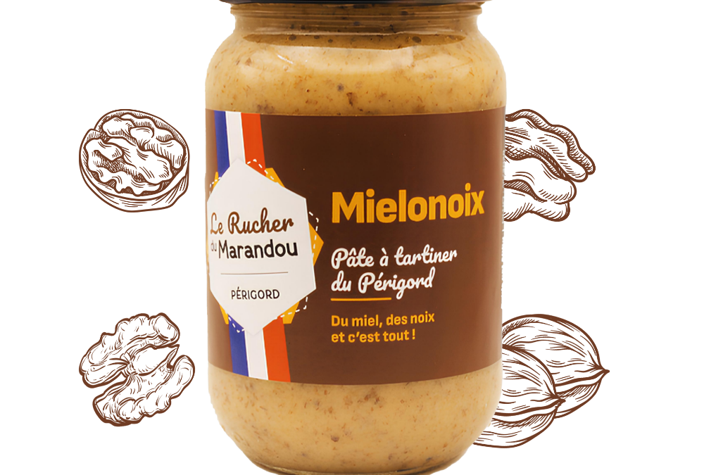 Pot de Mielonoix, pâte à tartiner artisanale au miel et noix du Rucher du Marandou