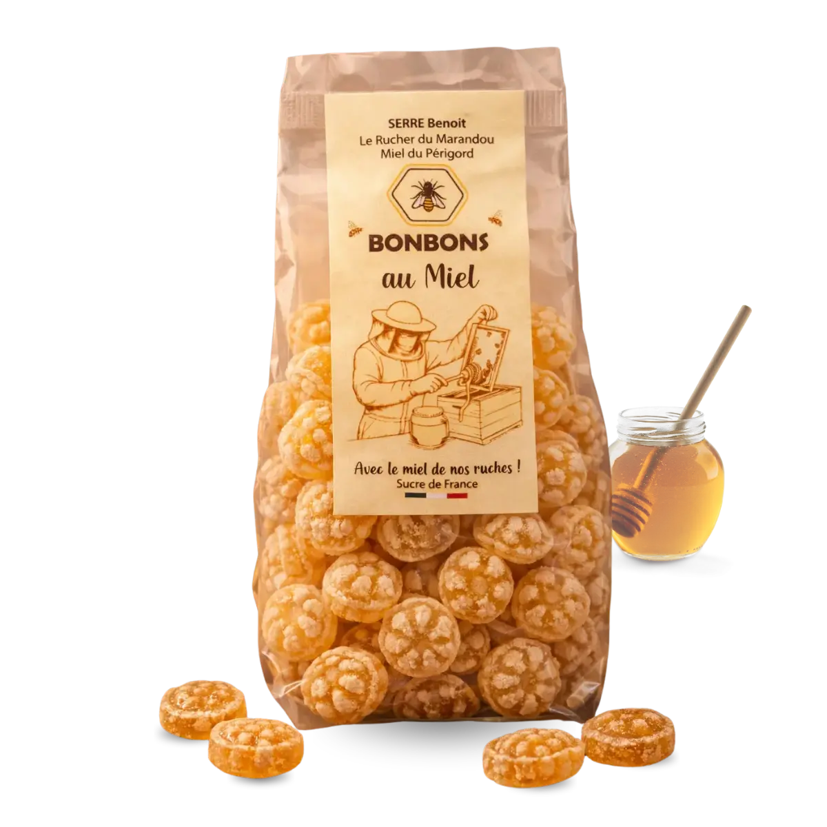Bonbons artisanaux au miel du Périgord en sachet 180g
