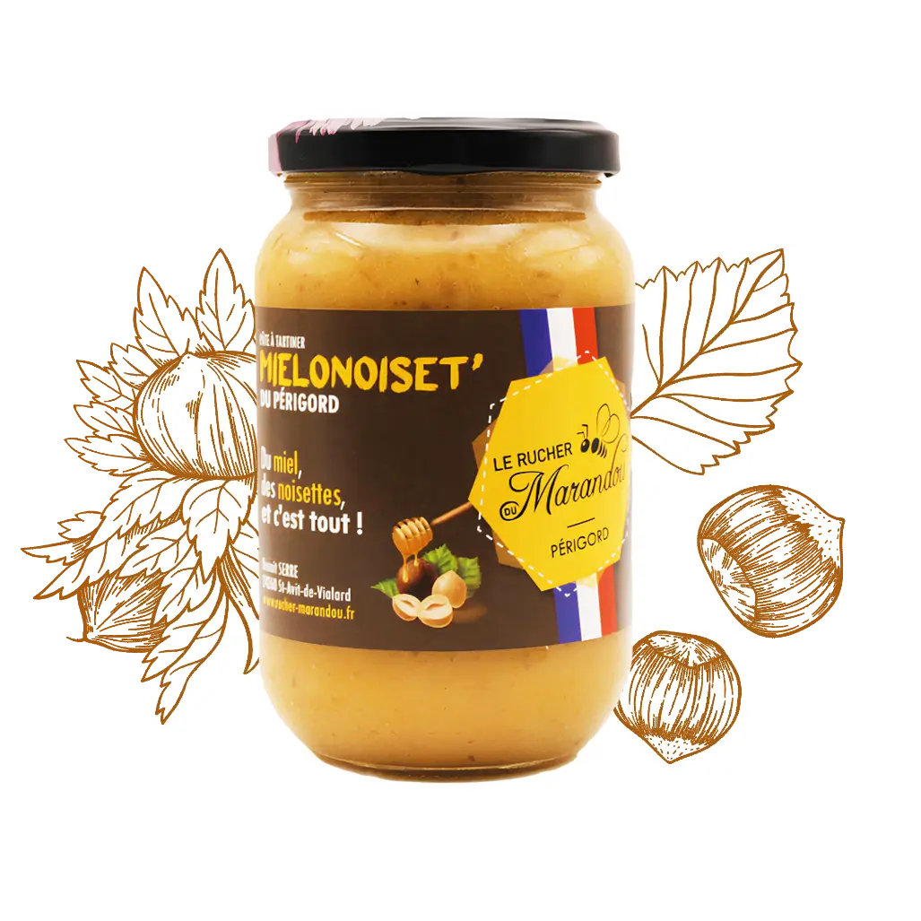 Miel aux noisettes Mielonoiset 500 g – Apiculteur producteur du Périgord – Rucher du Marandou
