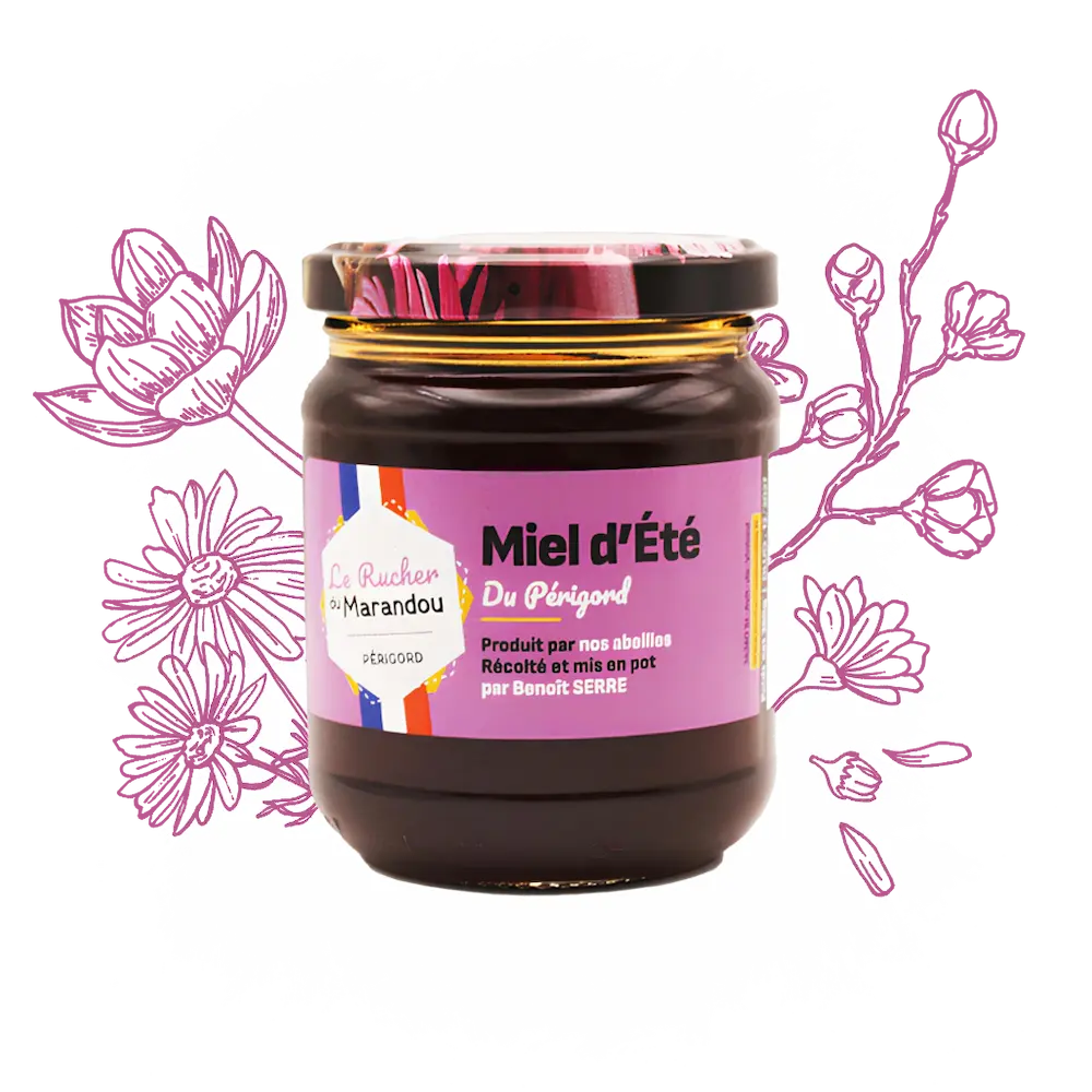 Miel d’été 500 g – Apiculteur producteur Dordogne – Rucher du Marandou